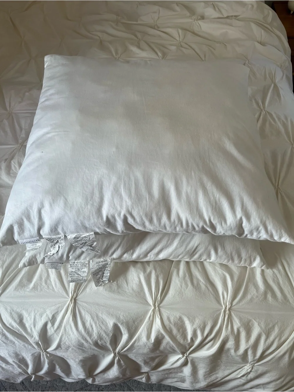 Pottery Barn 26” Square Euro White Decorative Sham Throw Pillow Set